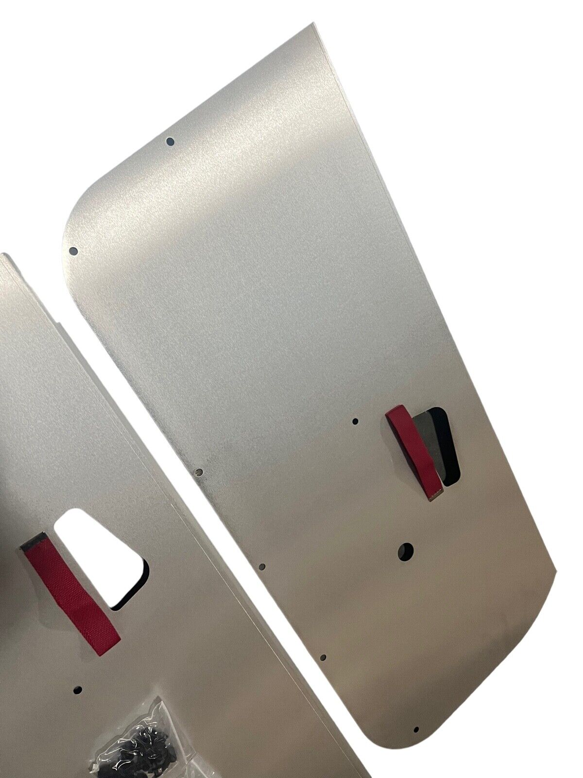 Aluminum door panels for Honda Civic 92-95 Coupe Hatch EG by JackSpania Racing, showing sleek metallic finish and fitting details.