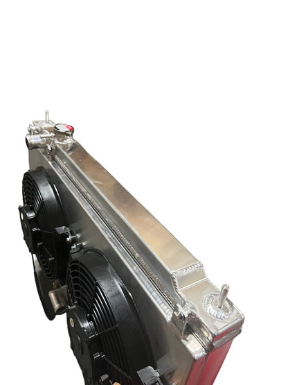 Full-size K Swap radiator for Acura Integra DC2, K Series K20 K24 dual core, by JackSpania Racing, engine cooling part.