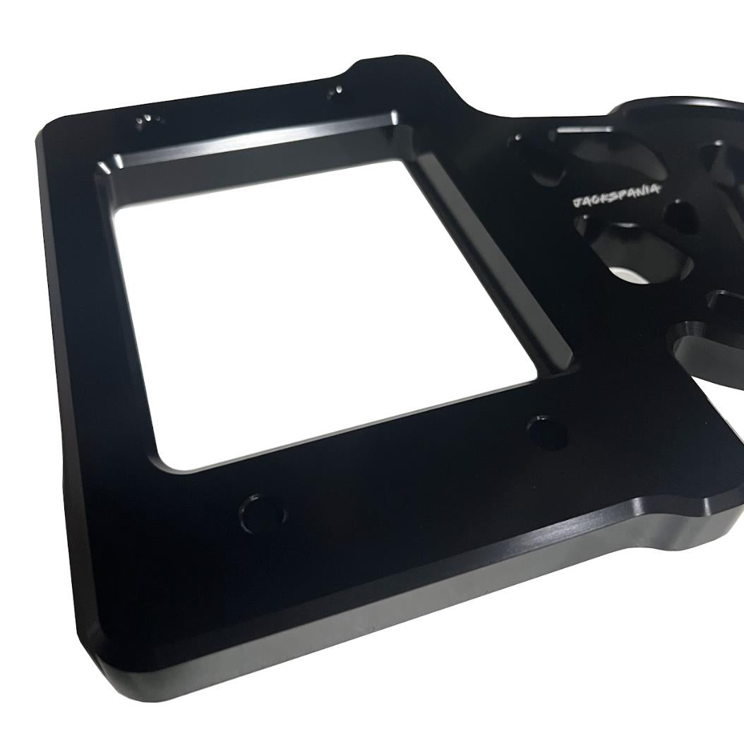 Billet aluminum staging brake mounting plate for B & D series engine parts by JackSpania Racing, shown with mounting holes and finish