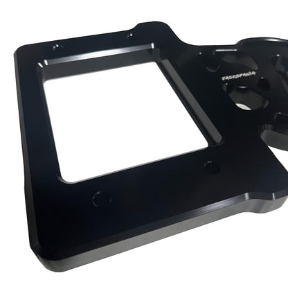 Billet aluminum staging brake mounting plate for B & D series engine parts by JackSpania Racing, shown with mounting holes and finish