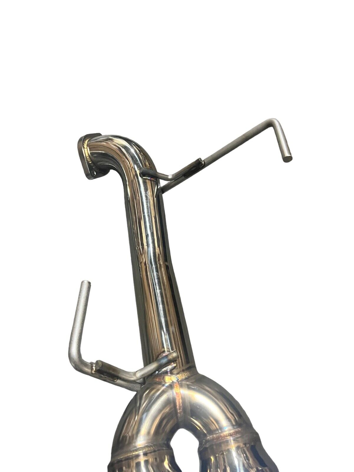 Stainless steel axle back delete exhaust muffler for Subaru WRX by JackSpania Racing, showing the sleek exhaust pipe and muffler design.