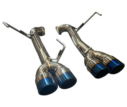 Burnt stainless steel axle back delete exhaust muffler for Subaru WRX and STi 2015-2021 by JackSpania Racing.