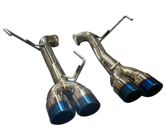 Burnt stainless steel axle back delete exhaust muffler for Subaru WRX and STi 2015-2021 by JackSpania Racing.