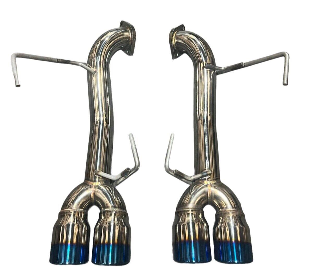 Stainless steel axle back delete exhaust muffler for Subaru WRX and STi 2015-2021, with burnt finish, by JackSpania Racing.