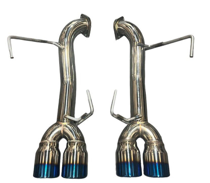 Stainless steel axle back delete exhaust muffler for Subaru WRX and STi 2015-2021, with burnt finish, by JackSpania Racing.