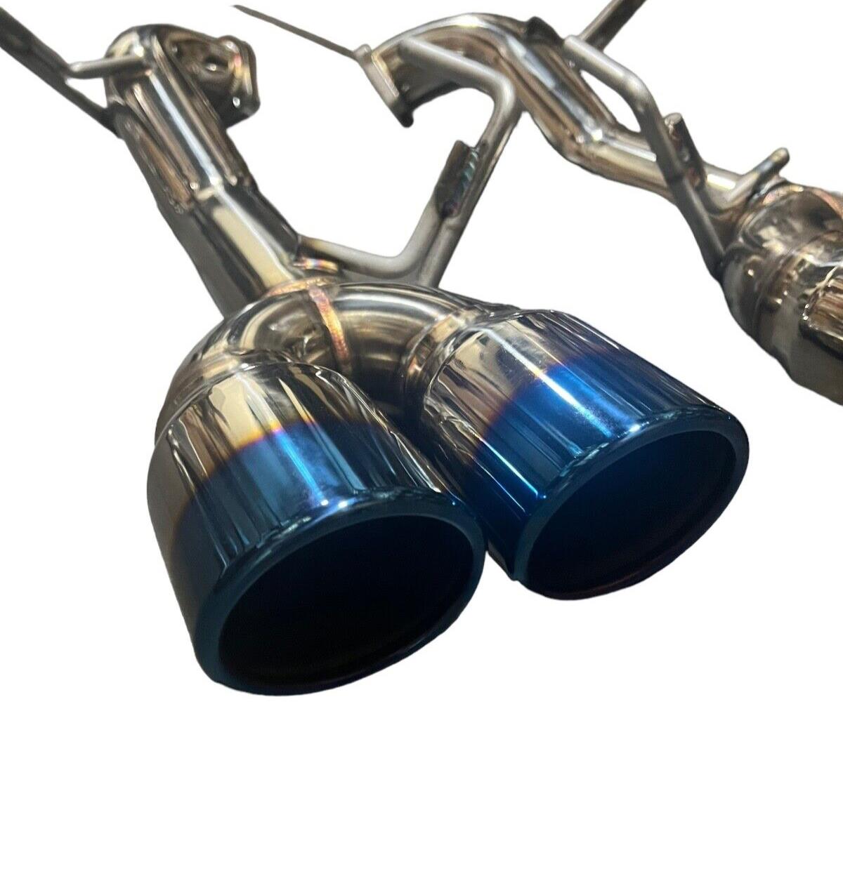 Stainless steel axle back delete exhaust muffler for Subaru WRX and STi 2015-2021, with burnt finish, by JackSpania Racing.
