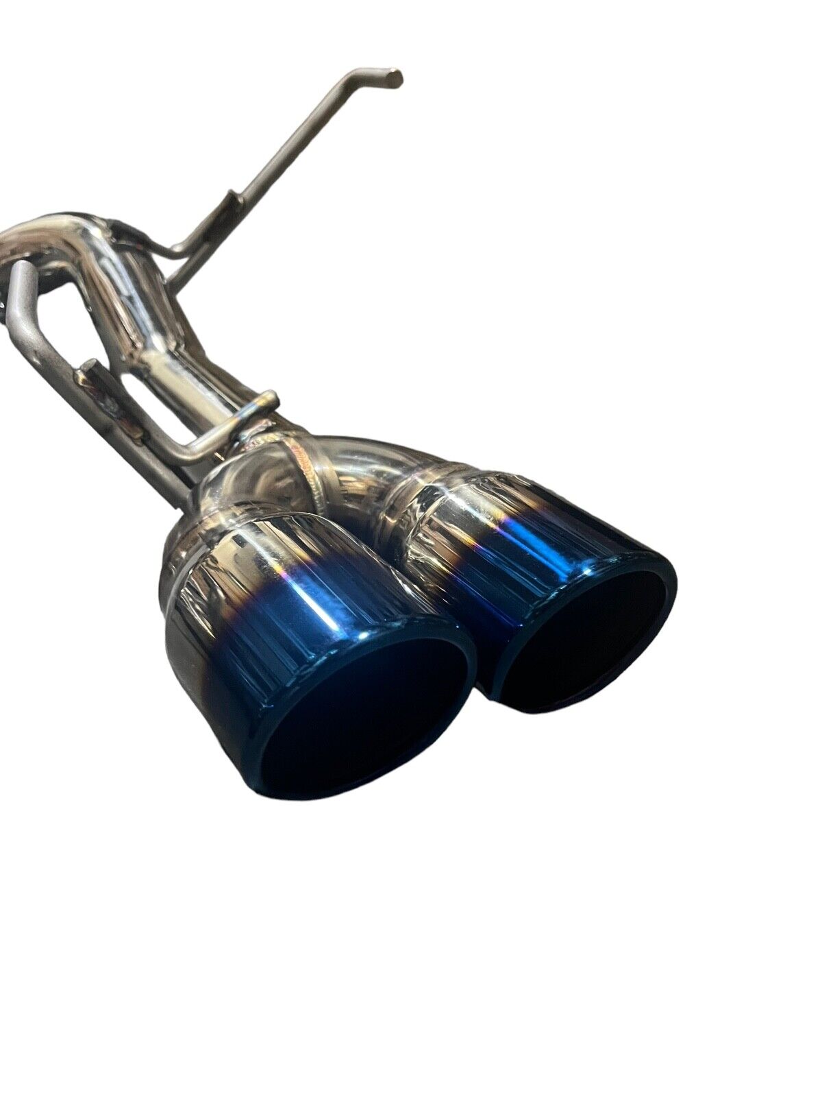 Burnt stainless steel axle back delete exhaust muffler for Subaru WRX and STi 2015-2021 by JackSpania Racing.