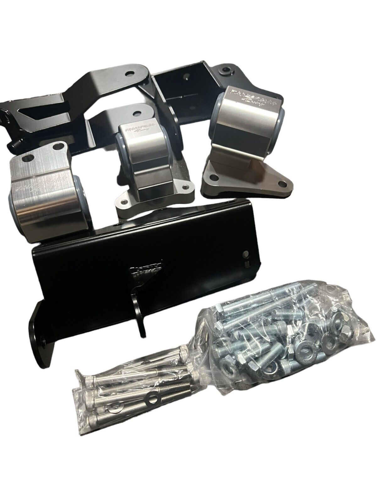 JackSpania Racing K Series K20 K24 engine mount kit for Honda Civic EM2 ES TSX, showing engine mount components and hardware.