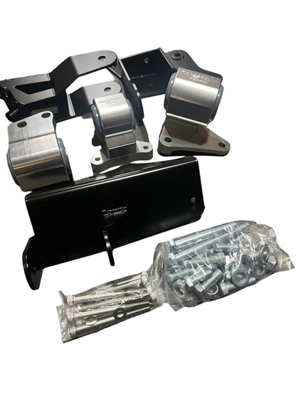 JackSpania Racing K Series K20 K24 engine mount kit for Honda Civic EM2 ES TSX, showing engine mount components and hardware.