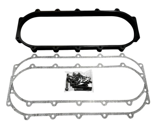 JackSpania Racing billet 0.5L plenum spacer plate for Skunk2 Ultra Street intake manifold on engine part, detailed metal component.