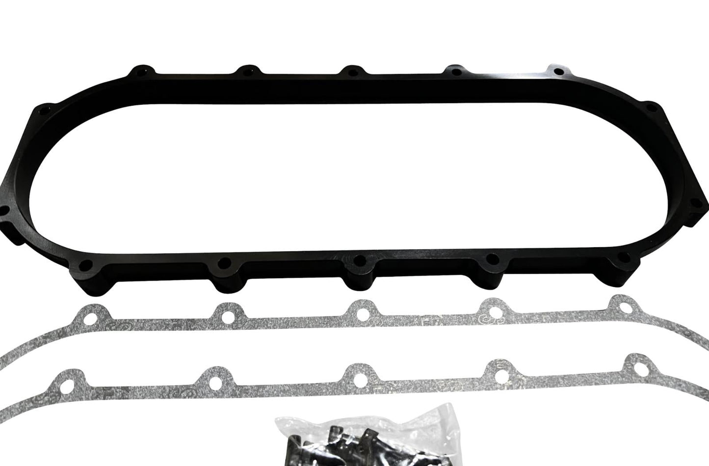 JackSpania Racing billet 0.5L plenum spacer plate for Skunk2 Ultra Street intake manifold, engine part with precision machining.