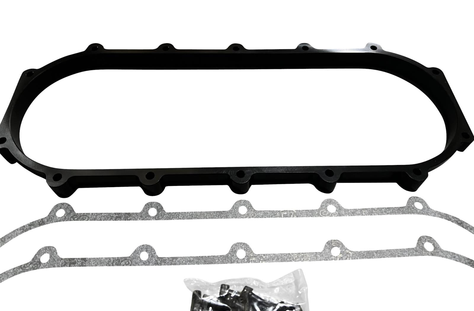 JackSpania Racing billet 0.5L plenum spacer plate for Skunk2 Ultra Street intake manifold, engine part with precision machining.