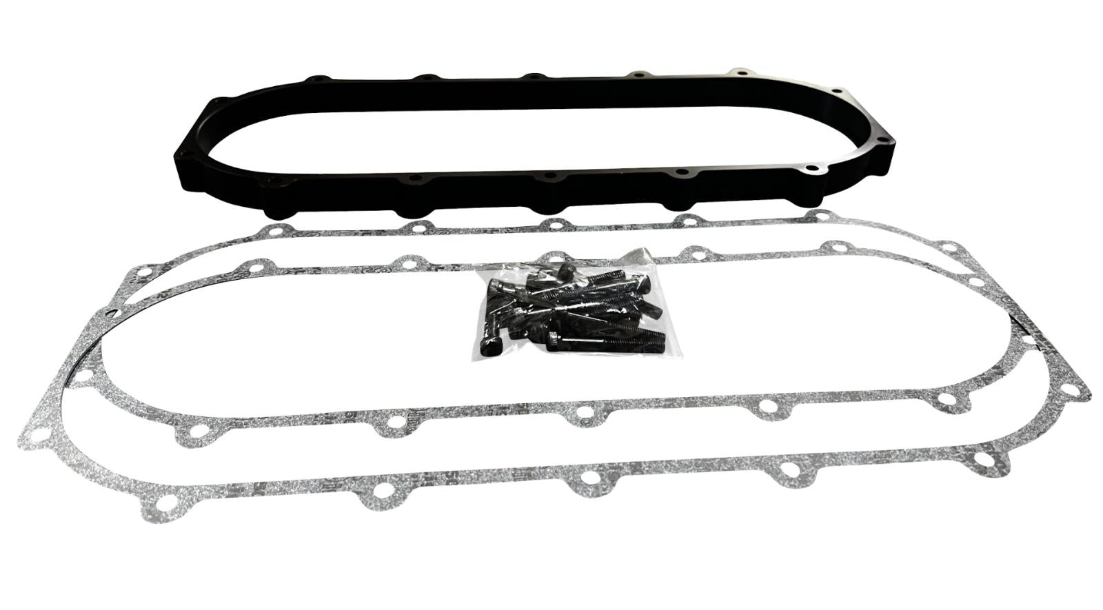 JackSpania Racing billet 0.5L plenum spacer plate for Skunk2 Ultra Street intake manifold on engine parts display