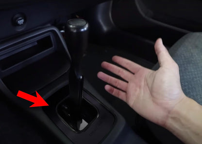 Interior center shifter console cover plate boot for Honda Civic EK Type R Si, by JackSpania Racing, shown on a 96-00 model.