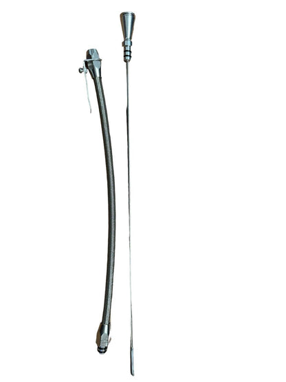 JackSpania Racing billet aluminum JZ engine steel braided oil dipstick for 1JZ and 2JZ Supra swap engine parts.
