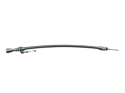 Billet aluminum JZ engine steel braided oil dipstick for 1JZ and 2JZ Supra swaps, by JackSpania Racing.