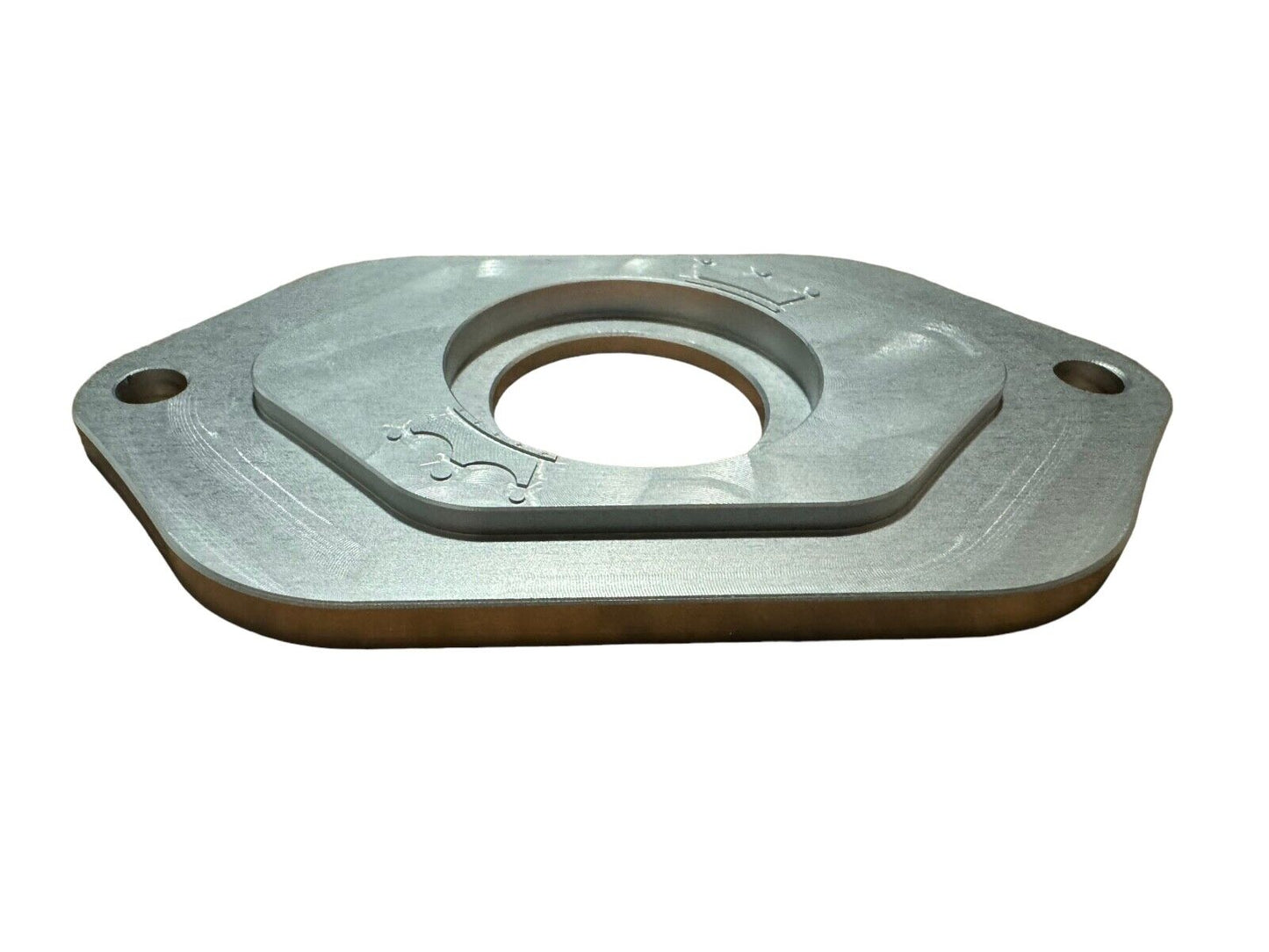 Billet aluminum block off plate for Honda Civic EK firewall engine harness by JackSpania Racing, close-up view of the engine part.