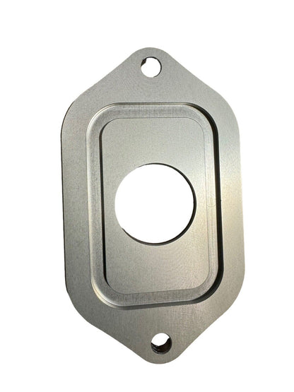 Billet aluminum block off plate for firewall engine harness on Honda Civic EK, from JackSpania Racing, installed on engine compartment.