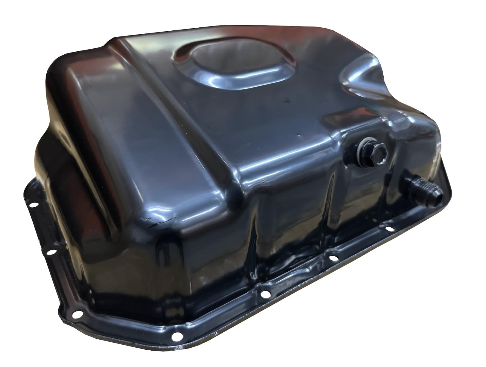JackSpania Racing K Series oil pan with 10AN fittings, designed for Honda K20 and K24 engine swaps in RSX, Civic, EG, EK, and DC2 models.