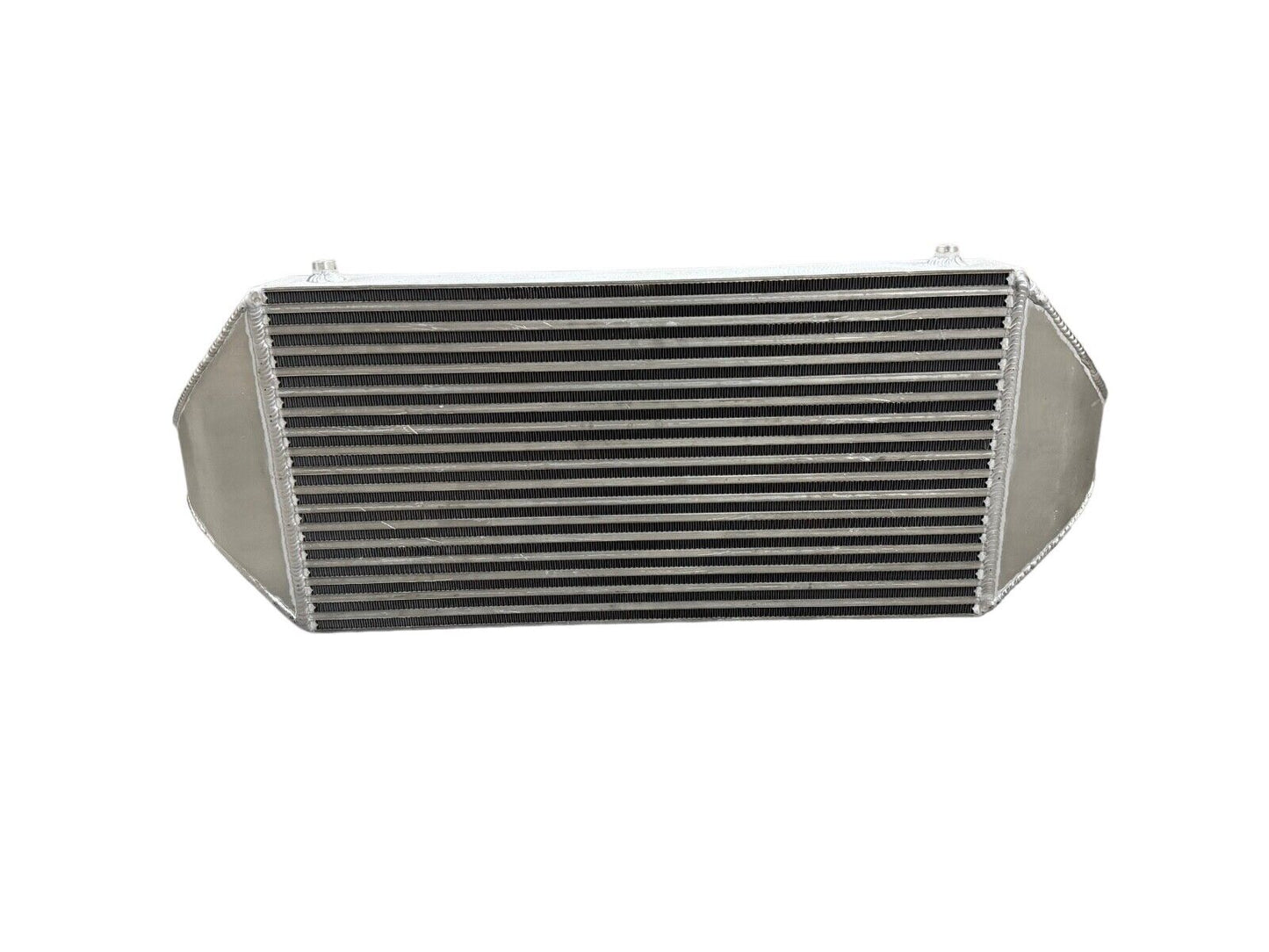 JackSpania Racing backdoor front mount intercooler with dual 3-inch inlet and outlet for high-performance engines up to 850HP.