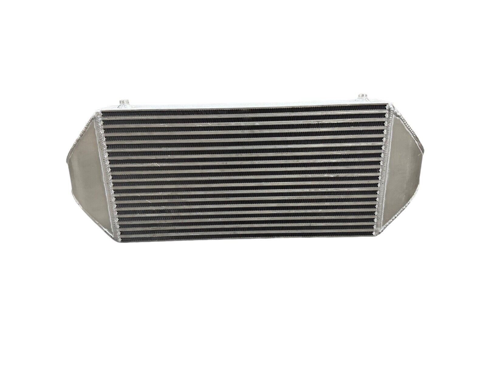 JackSpania Racing backdoor front mount intercooler with dual 3-inch inlet and outlet for high-performance engines up to 850HP.