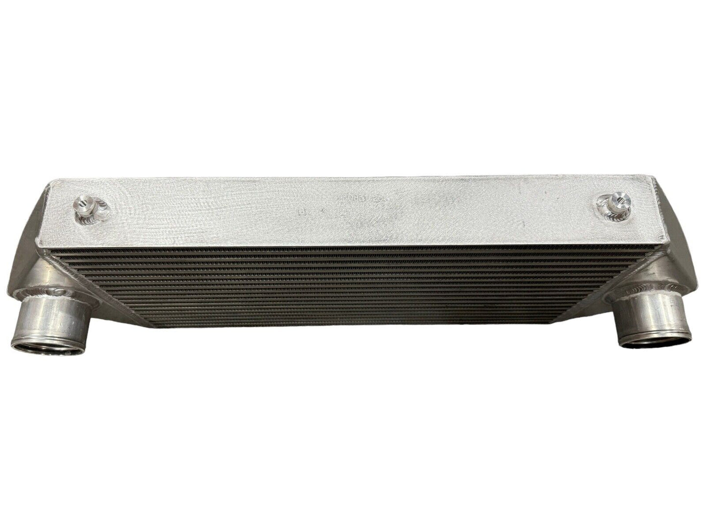 JackSpania Racing backdoor front mount intercooler with dual 3-inch inlet outlets, TIG welded for up to 850HP engine performance.