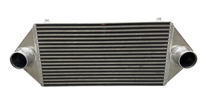 JackSpania Racing backdoor front mount intercooler with dual 3-inch inlet/outlet, TIG welded, supports up to 850HP, engine parts.