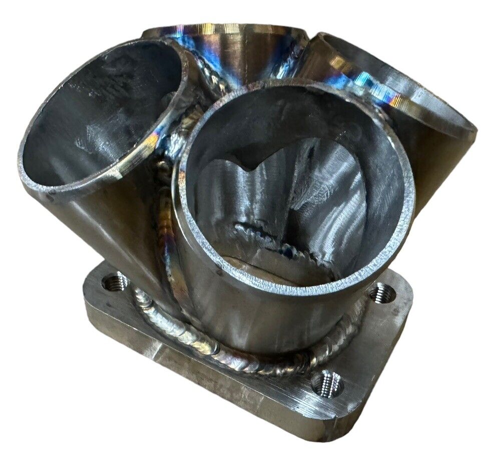 304 stainless steel 4-1 turbo merge collector with T2 flange from JackSpania Racing for engine performance and exhaust systems.