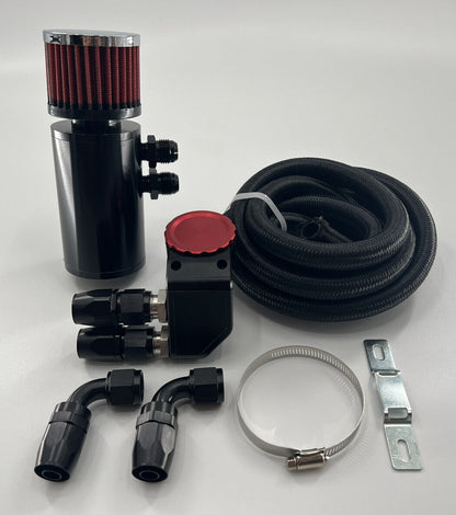 Jack Spania Racing Ultra Vent Oil Catch Can Valve Cap Kit for Honda Acura B D H K Series engines, featuring 10AN fittings.