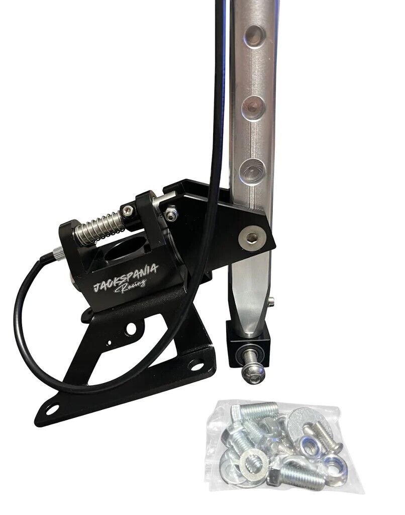 JackSpania Racing Billet Race Spec B Series D Series Shifter Box Lockout for EG transmission, shows close-up of metal lockout component.