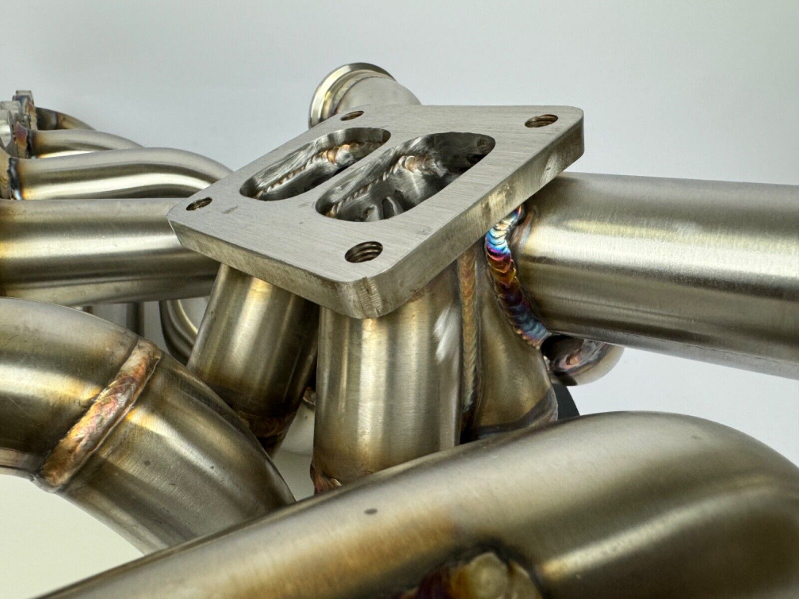 JackSpania Racing RB20 RB25 RB26 T4 top mount turbo manifold for Nissan GTR, 44mm twin scroll exhaust part.