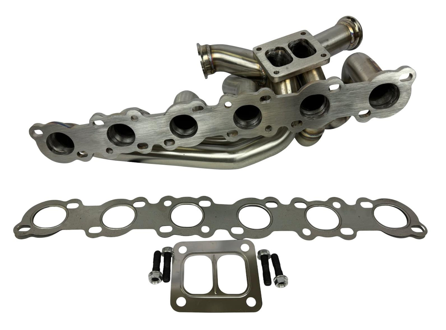 JackSpania Racing RB20 RB25 RB26 T4 top mount turbo manifold for Nissan GTR, 44mm twin scroll exhaust part, durable stainless steel.