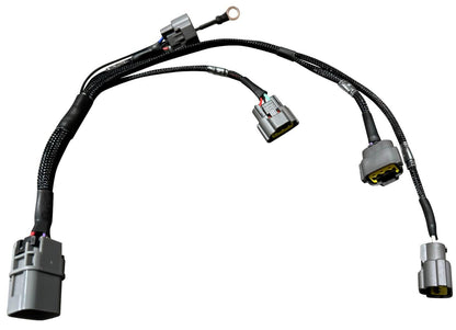 JackSpania Racing coil conversion harness for SR20, VR38 GTR, VQ35 engines, replacing coil packs in engine parts.