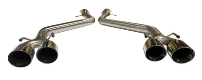 JackSpania Racing quad tip axle back delete exhaust muffler for Lexus IS and RC models, featuring chrome tips and sleek design.