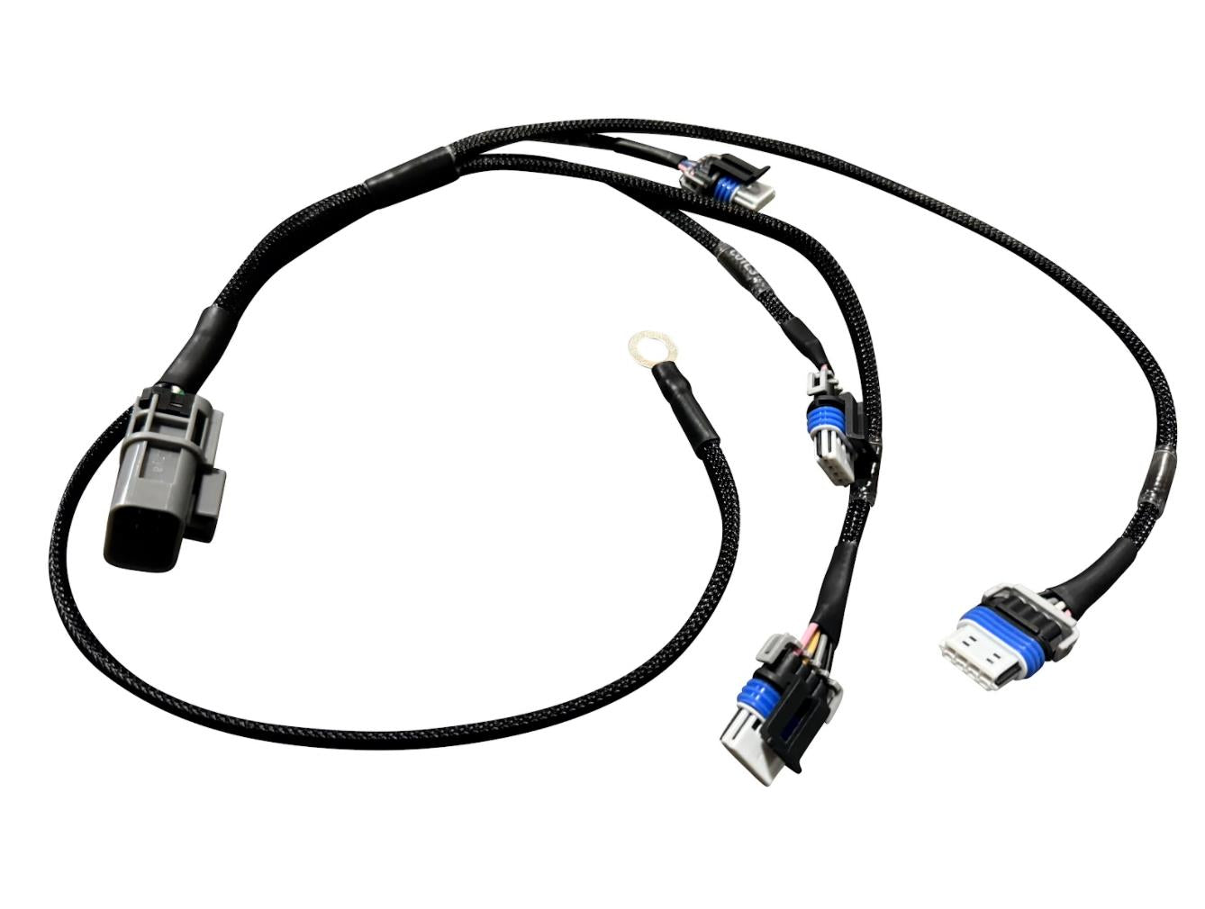 JackSpania Racing coil conversion harness for CA18DET, SR20, LS2, LS3 engines, connecting smart coil packs for engine performance.