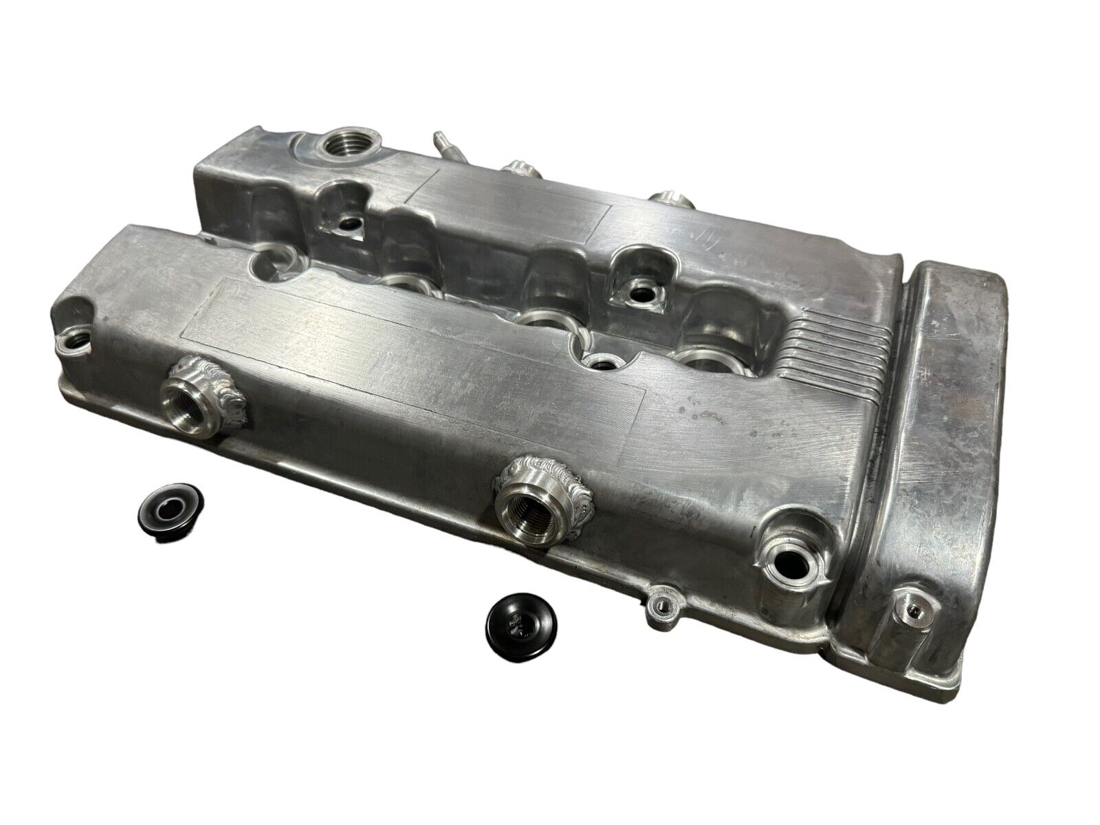 JackSpania Racing B Series vented valve cover baffle for Honda B16 B18 VTEC engines, featuring AN10 fittings for engine performance.