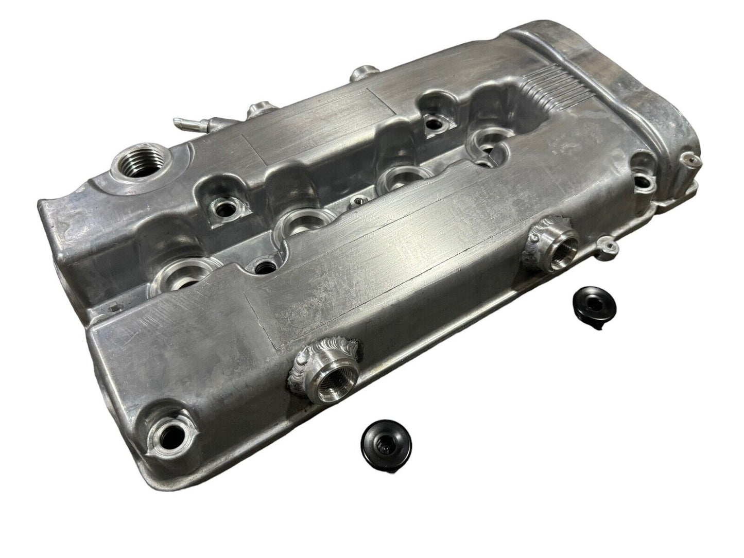 JackSpania Racing B Series vented valve cover baffle for Honda B16 B18 VTEC engines with AN10 fitting, engine part for performance vehicles.