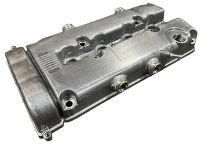 Honda Acura B Series vented valve cover baffle for B16 and B18 VTEC engines with AN10 fitting, by JackSpania Racing.