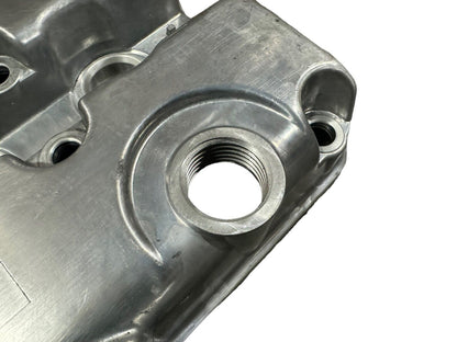 JackSpania Racing B Series vented valve cover baffle for Honda Acura B16 B18 VTEC engine, with AN10 fitting for engine ventilation.