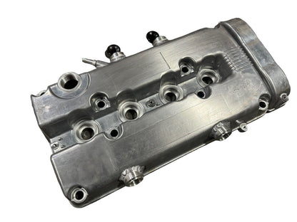 Vented valve cover baffle for Honda Acura B Series engine, B16 B18 VTEC, with AN10 fittings, by JackSpania Racing.