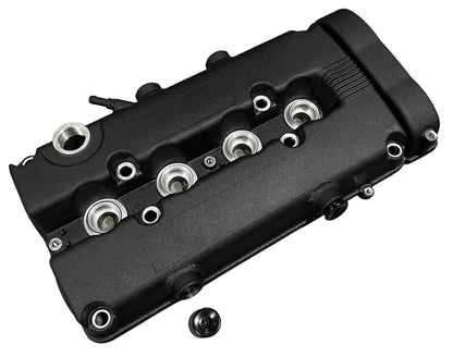 JackSpania Racing B Series vented valve cover baffle for Honda B16 B18 VTEC engines, with AN10 fitting for engine performance.