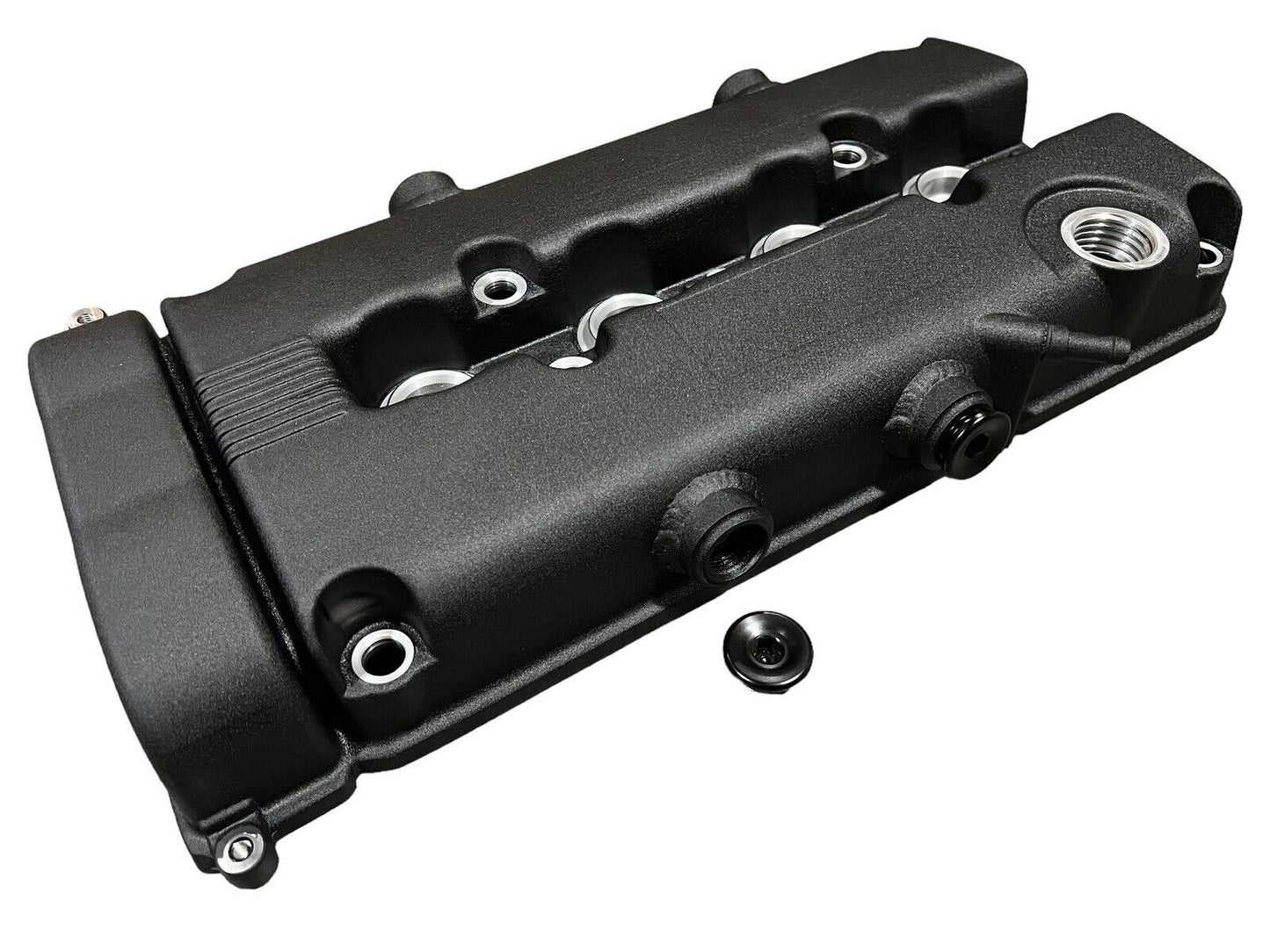 JackSpania Racing B Series vented valve cover baffle for Honda B16 B18 Vtec engines, with AN10 fittings and durable construction.
