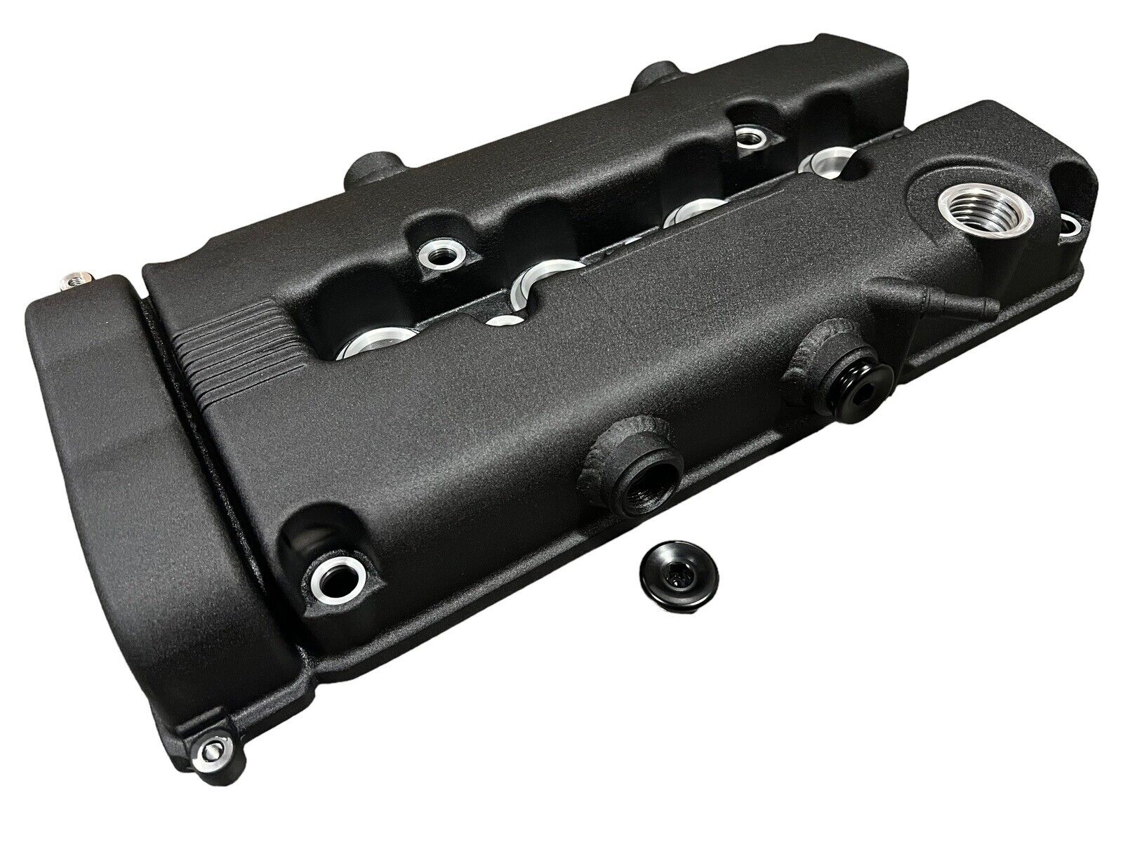 JackSpania Racing B Series vented valve cover baffle for Honda B16 B18 Vtec engines, with AN10 fittings and durable construction.