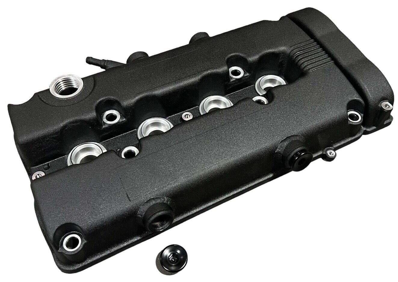 JackSpania Racing B Series vented valve cover baffle for Honda B16 B18 VTEC engines with AN10 fitting, aftermarket engine part