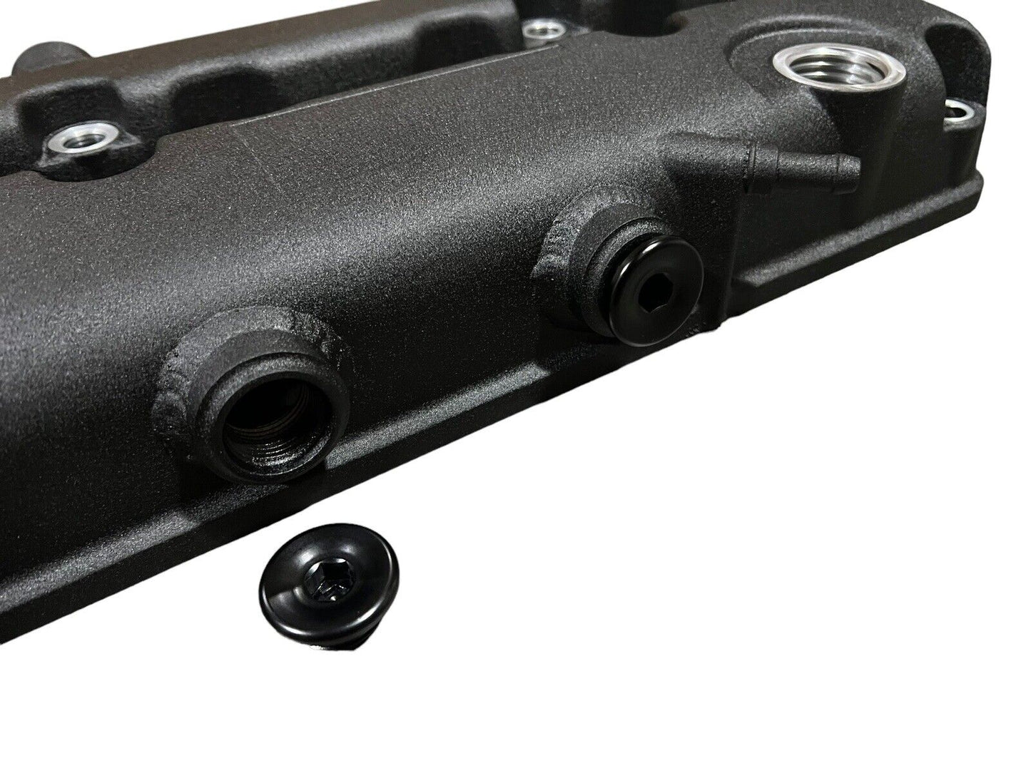 JackSpania Racing B Series vented valve cover baffle for Honda B16 B18 VTEC engines, featuring AN10 fitting and durable construction.