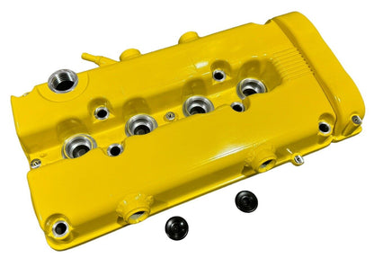 Vented valve cover baffle for B Series Honda Acura engines, AN10 fitting, made by JackSpania Racing, designed for DOHC VTEC engines