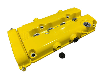 JackSpania Racing B Series vented valve cover baffle for B16 and B18 Honda Acura DOHC VTEC engines with AN10 fittings.