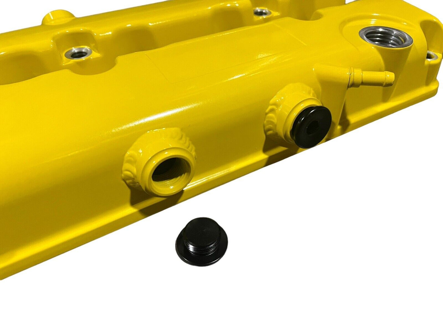 JackSpania Racing B Series vented valve cover baffle for Honda B16 B18 VTEC engine, featuring AN10 fittings and durable metal construction.