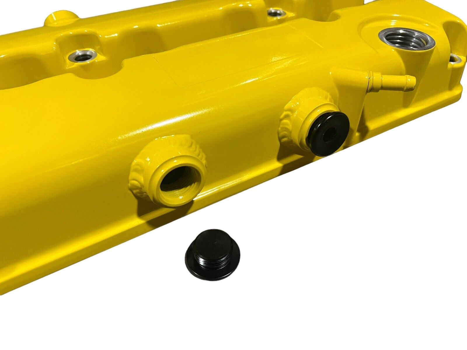 JackSpania Racing B Series vented valve cover baffle for Honda B16 B18 VTEC engine, featuring AN10 fittings and durable metal construction.