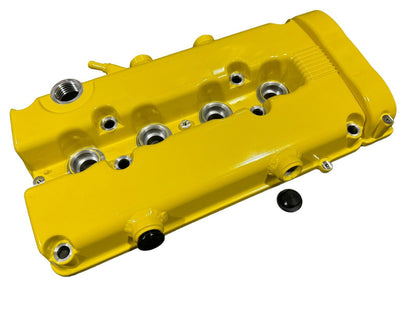 JackSpania Racing B Series vented valve cover baffle for Honda Acura B16 B18 VTEC engines, with AN10 fitting for engine parts.